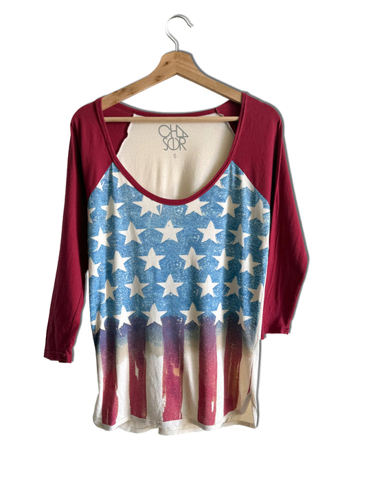 American Flag Baseball sleeves t-shirt