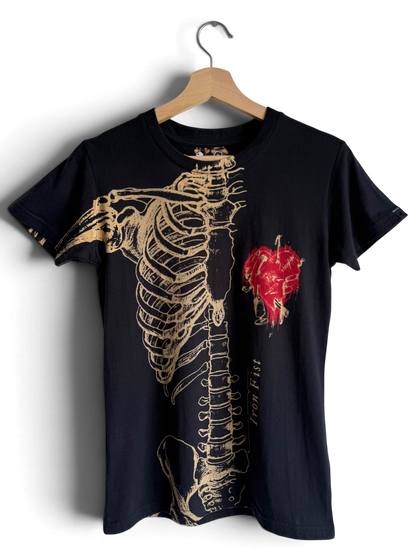 Iron Fist Skeleton Red Heart t-shirt