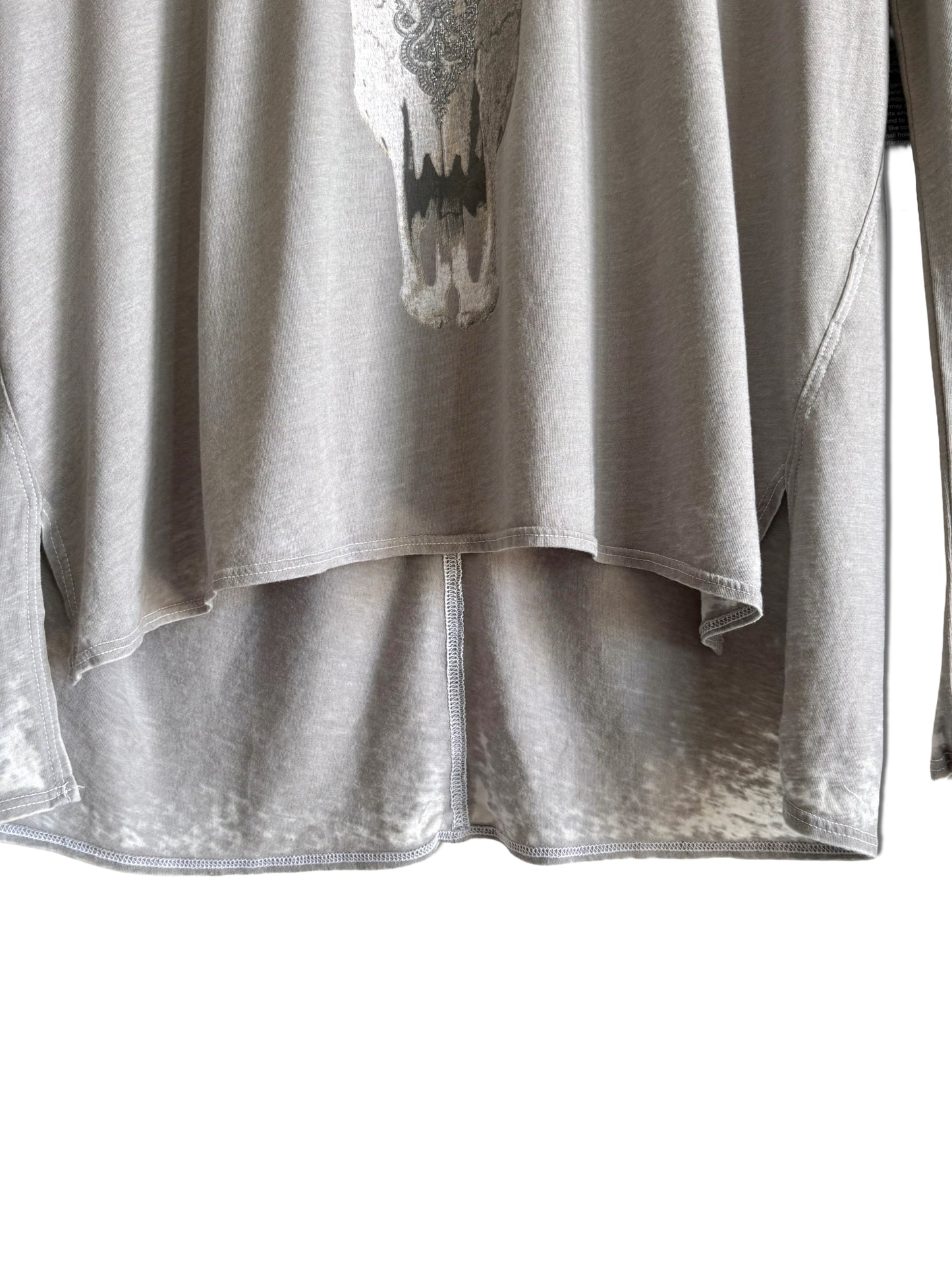 Silver Glitter Cow Skull Long Sleeves t-shirt