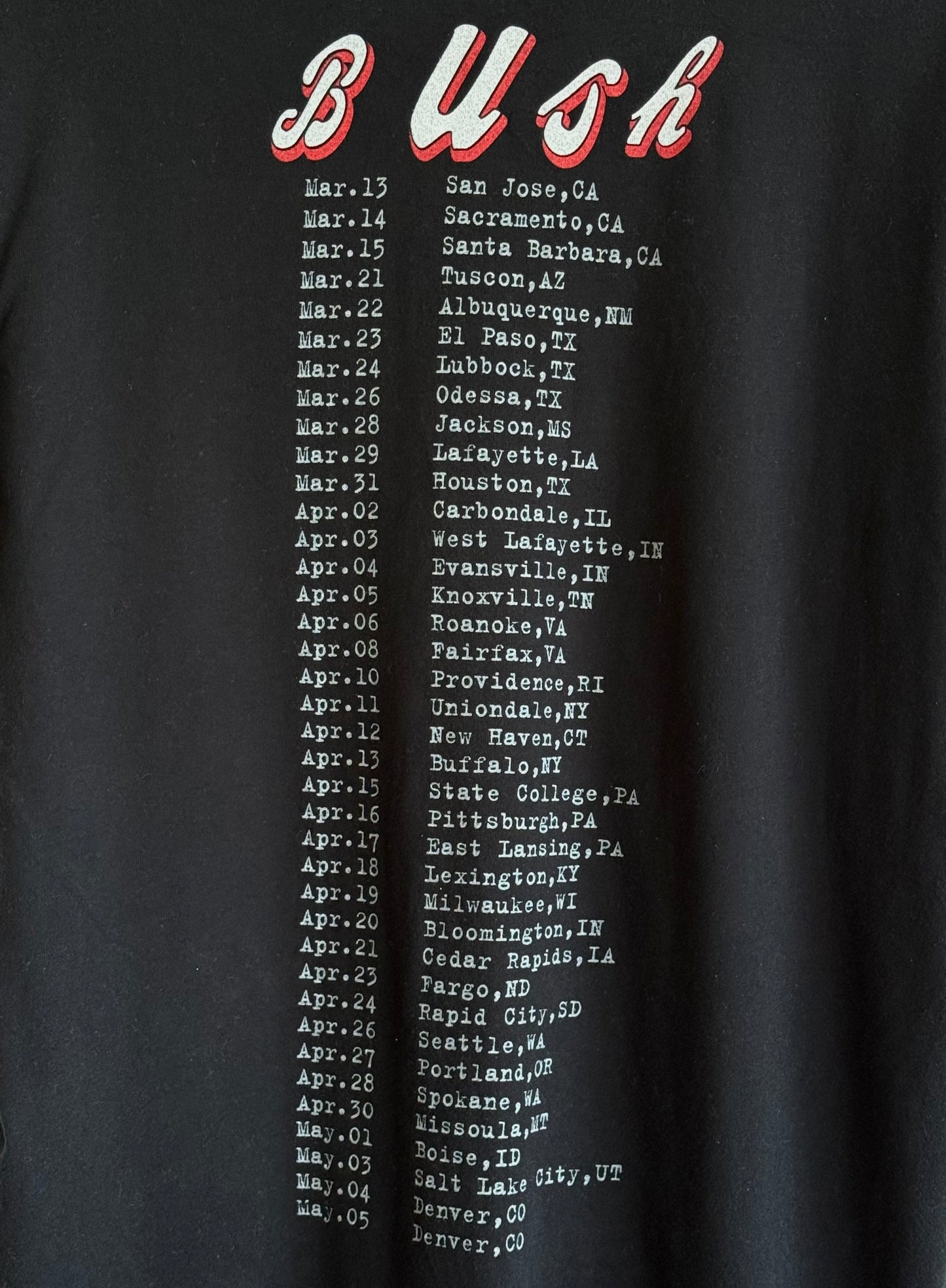 Bush Tour t-shirt