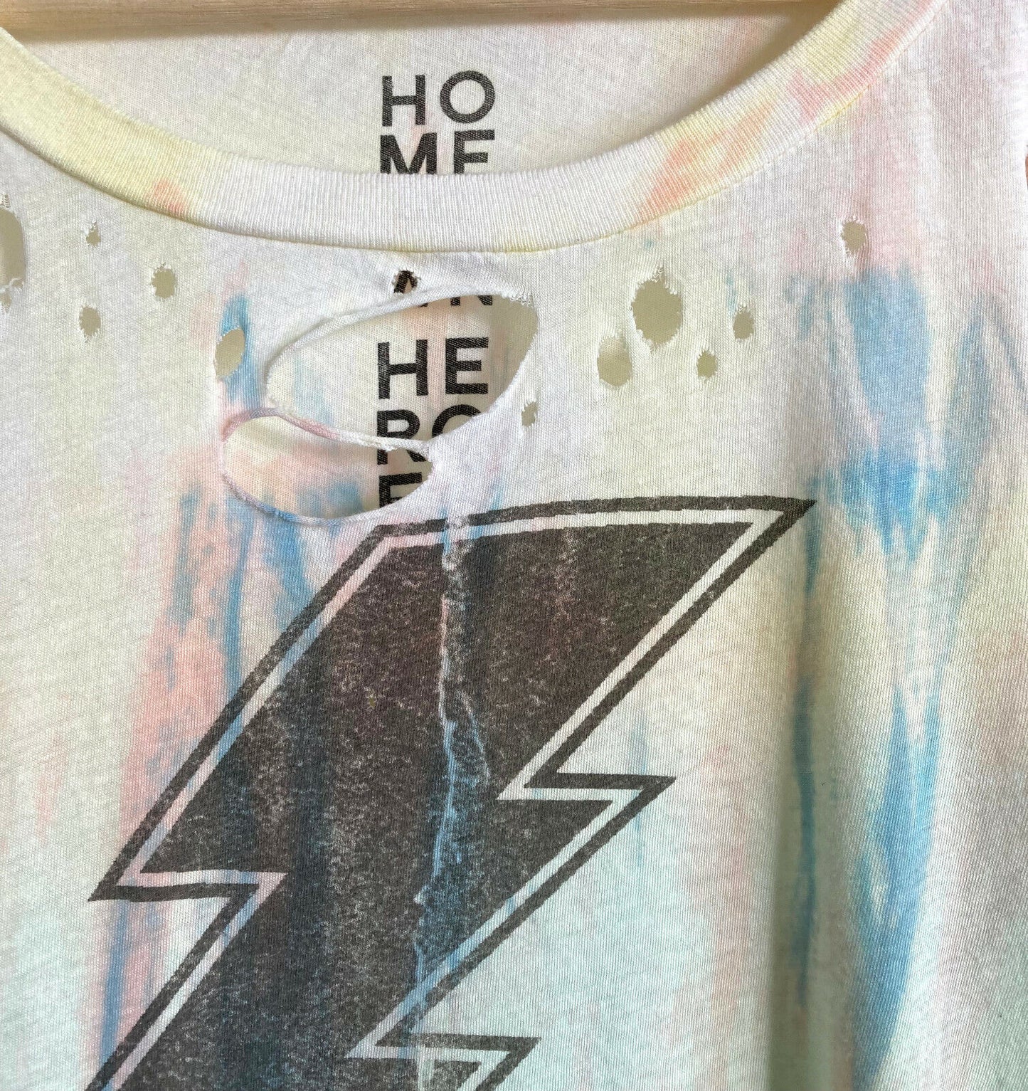 Lightning Tie Dye Destroyed  t-shirt