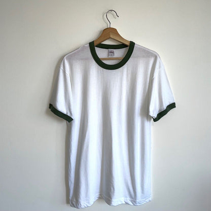 White/Hunter Green Solid Ringer t-shirt