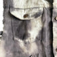 Upcycled Gray Tie Dye Denim Vest with Cutoff sleeves