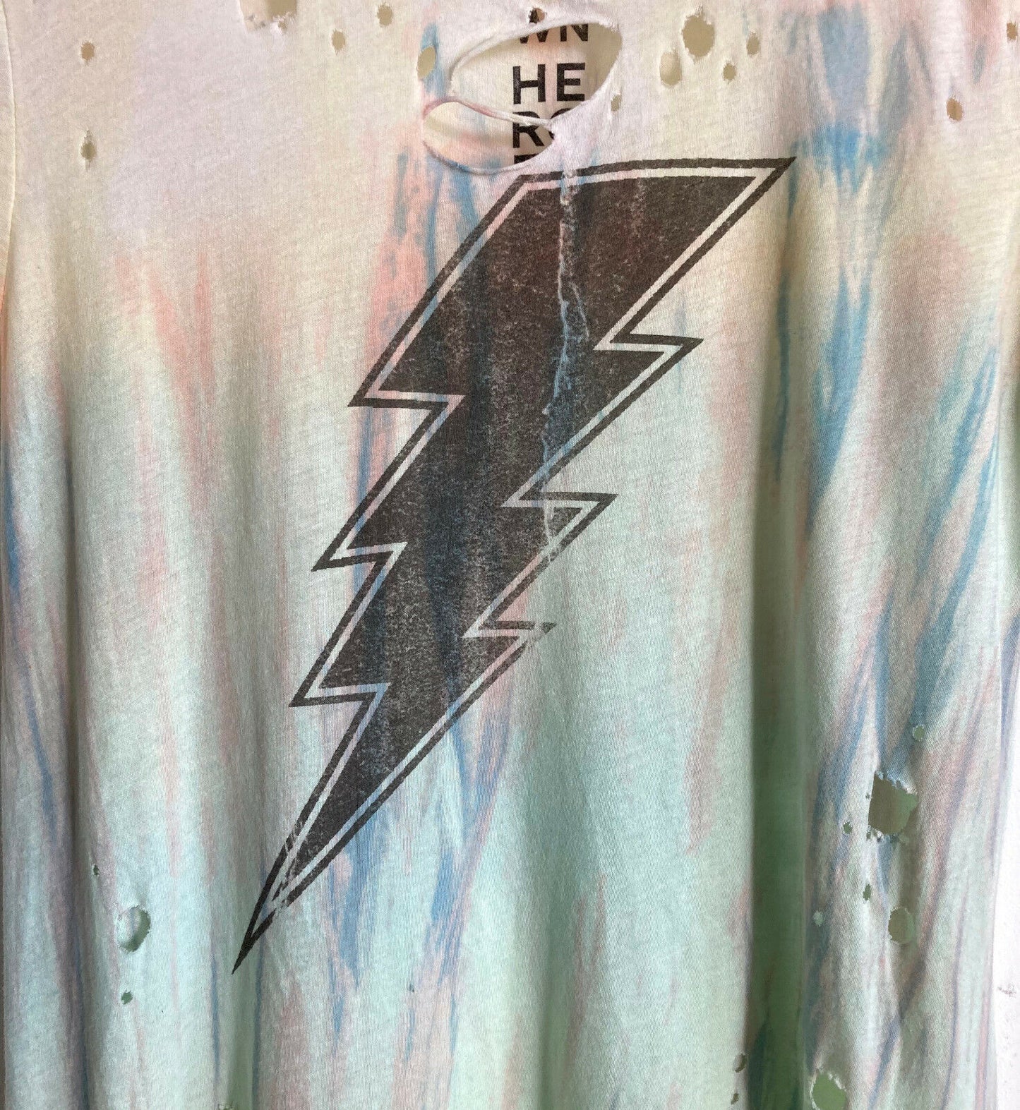 Lightning Tie Dye Destroyed  t-shirt