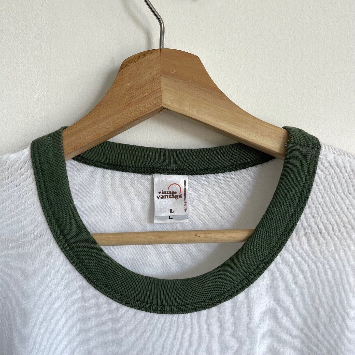 White/Hunter Green Solid Ringer t-shirt