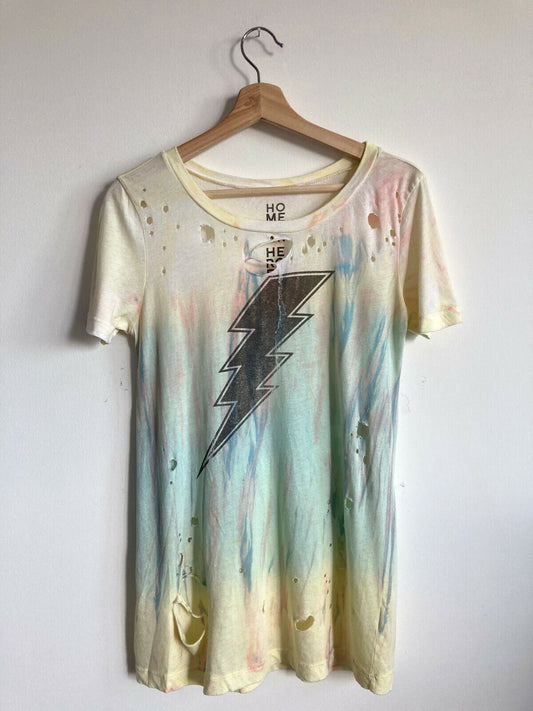 Lightning Tie Dye Destroyed  t-shirt